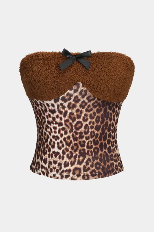 Leopard Print Patchwork Tube Top sold by Micas