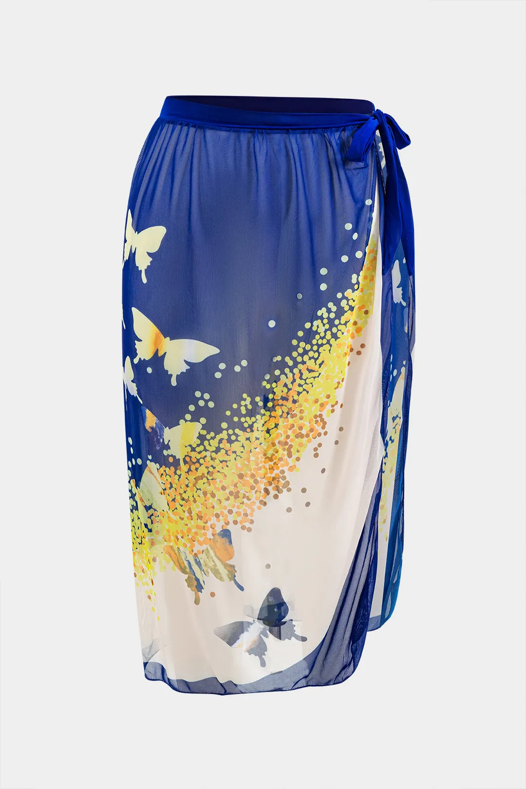 Plus Size Butterfly Pattern Print Tummy Control Tie Up Swimwear And Ruched Tie Knot Cover Up Set sold by Micas product image thumbnail 4