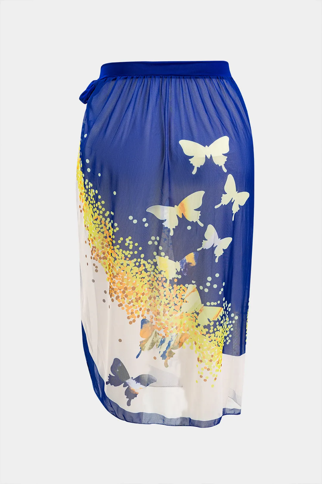 Plus Size Butterfly Pattern Print Tummy Control Tie Up Swimwear And Ruched Tie Knot Cover Up Set sold by Micas product image thumbnail 5