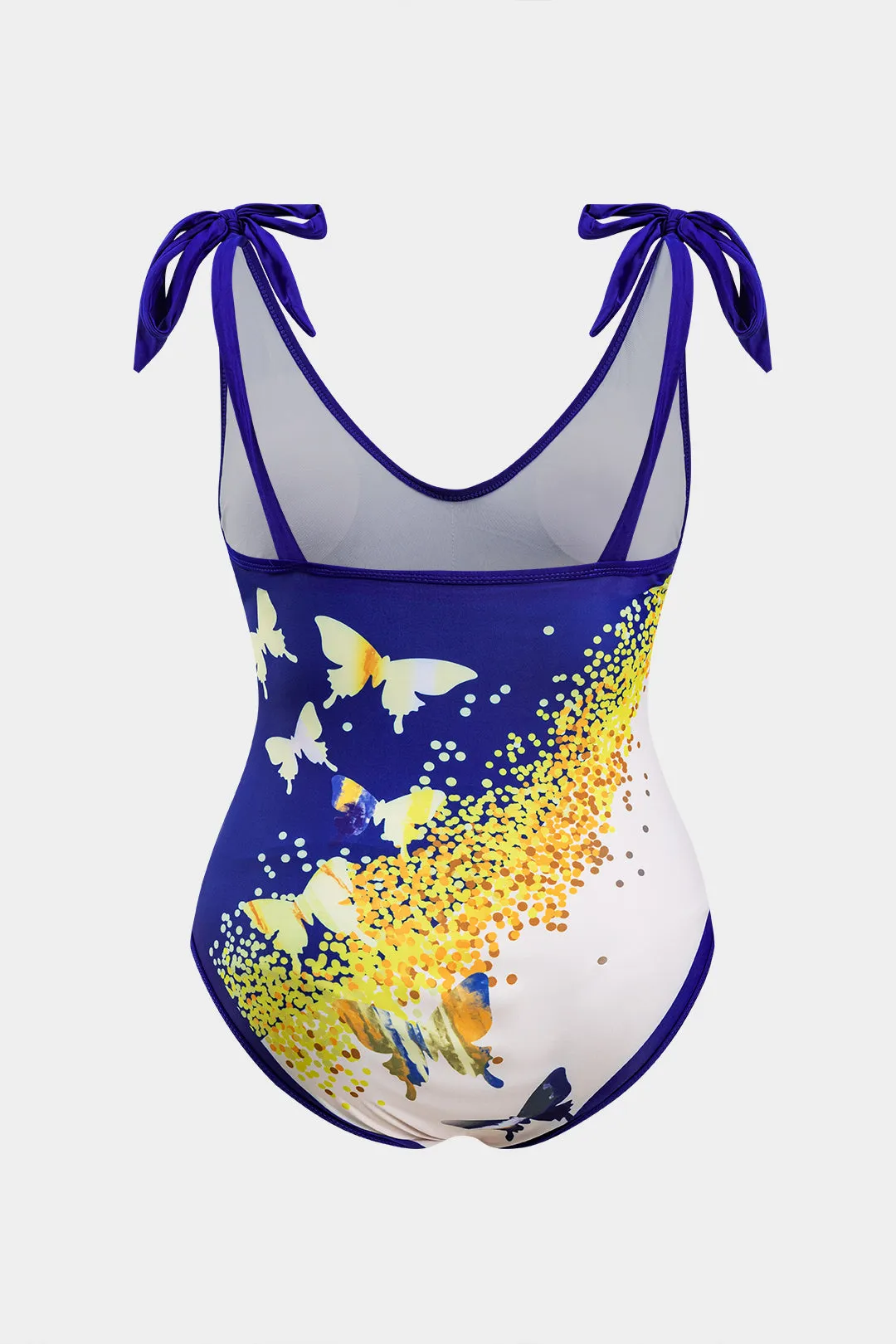 Plus Size Butterfly Pattern Print Tummy Control Tie Up Swimwear And Ruched Tie Knot Cover Up Set sold by Micas product image thumbnail 3