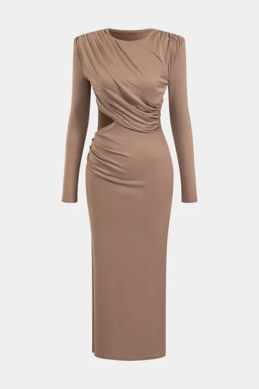 Ruched Cut Out Long Sleeve Maxi Dress sold by Micas