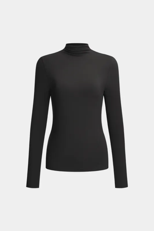 Ruched Mock Neck Long-Sleeve Top sold by Micas