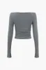 Ruched Off Shoulder krydsede langærmet top sold by Micas