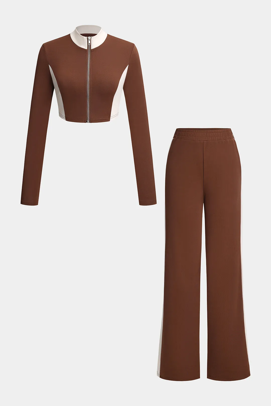 Lynlås patchwork langærmet top og brede benbukser sæt sold by Micas