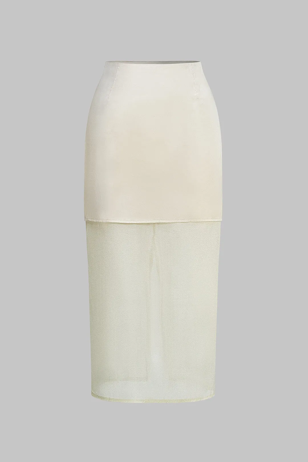 Chiffon knap lomme langærmet skjorte og patchwork spalte nederdel sæt sold by Micas product image thumbnail 4