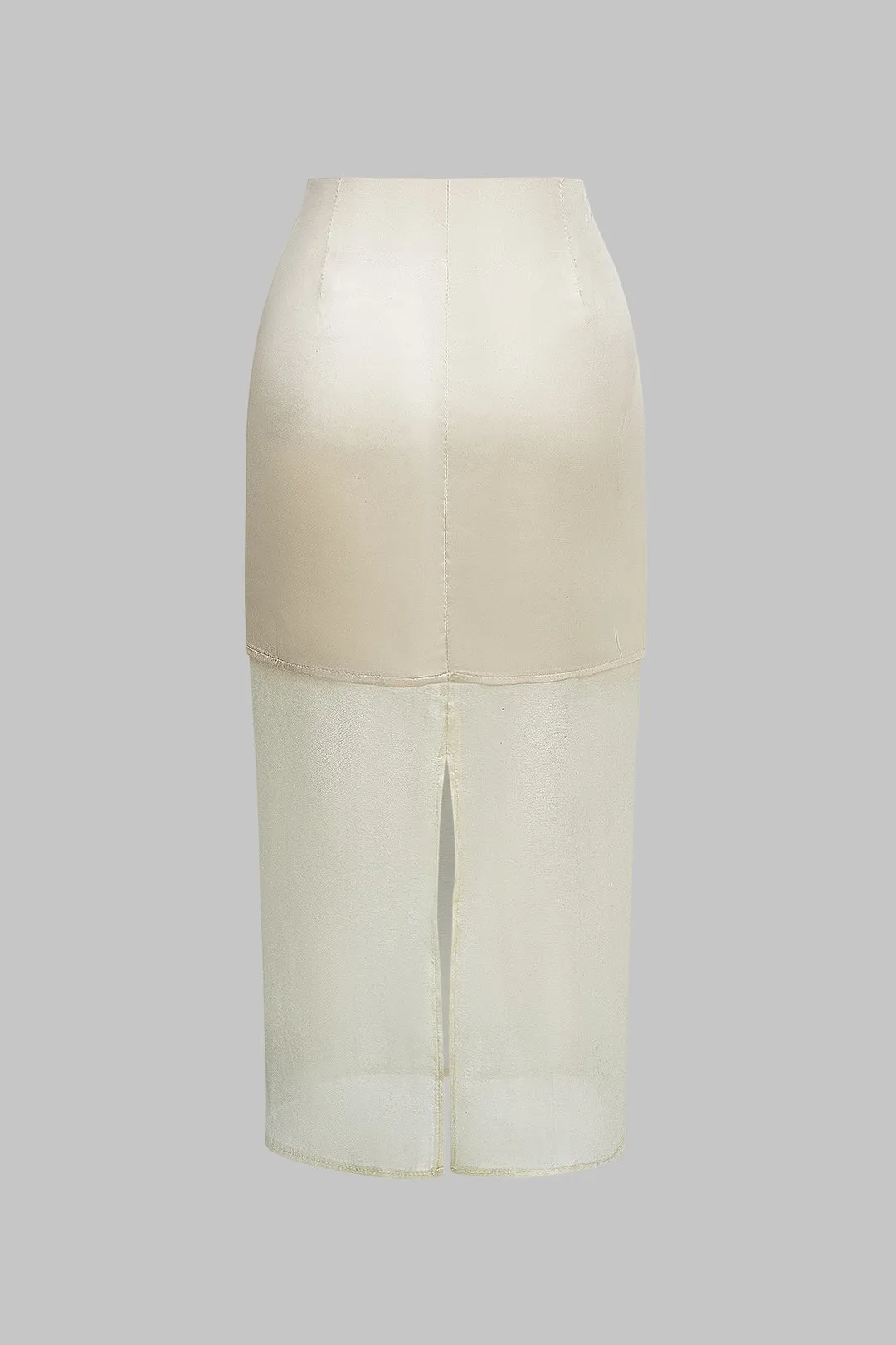 Chiffon knap lomme langærmet skjorte og patchwork spalte nederdel sæt sold by Micas product image thumbnail 5