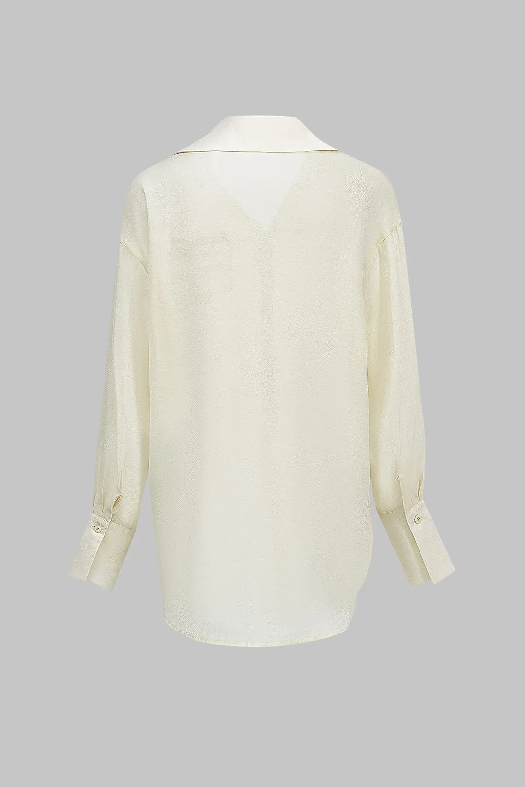 Chiffon knap lomme langærmet skjorte og patchwork spalte nederdel sæt sold by Micas product image thumbnail 3