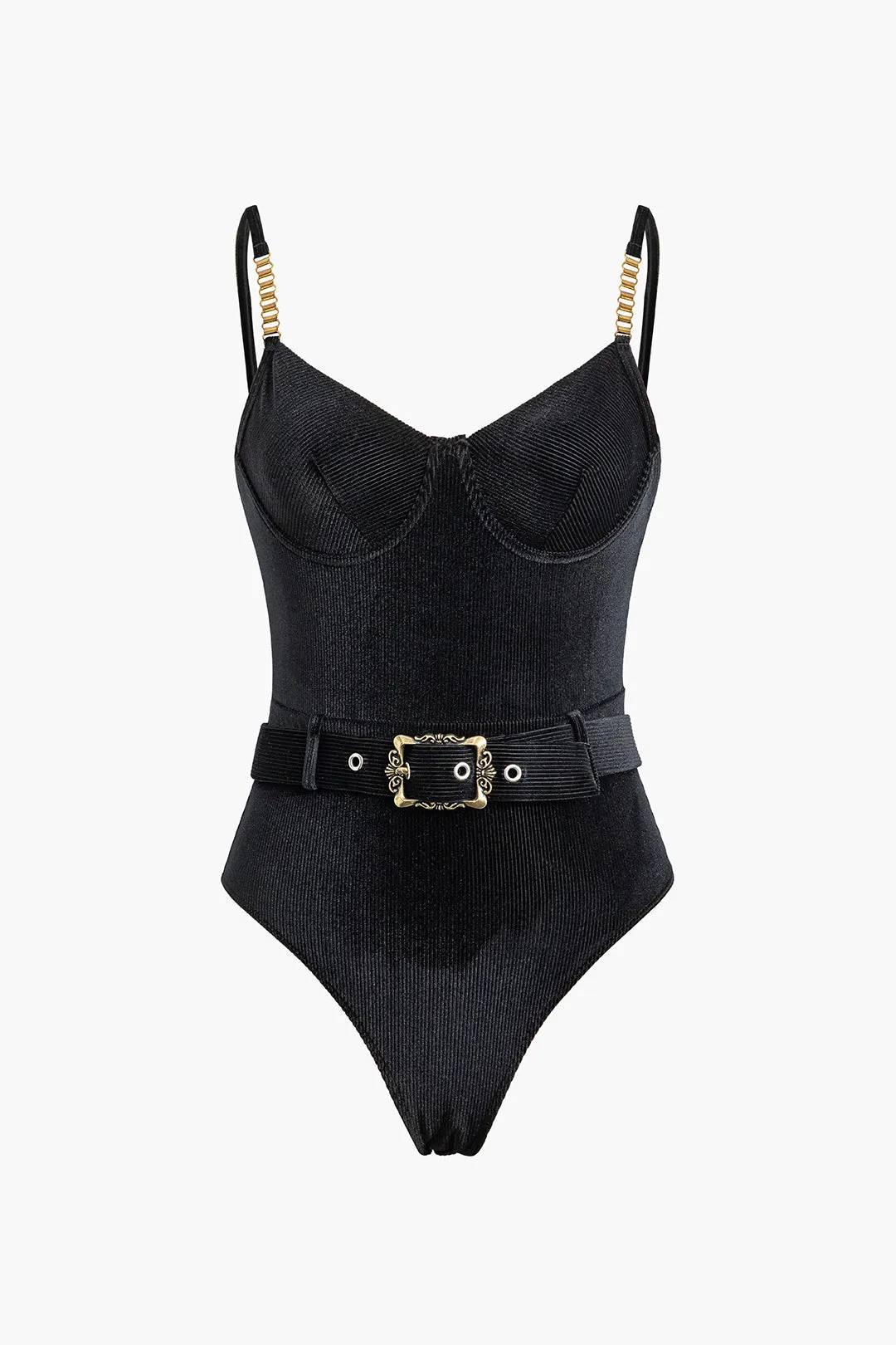 Mave kontrol metallisk bæltet bustier badedragt sold by Micas