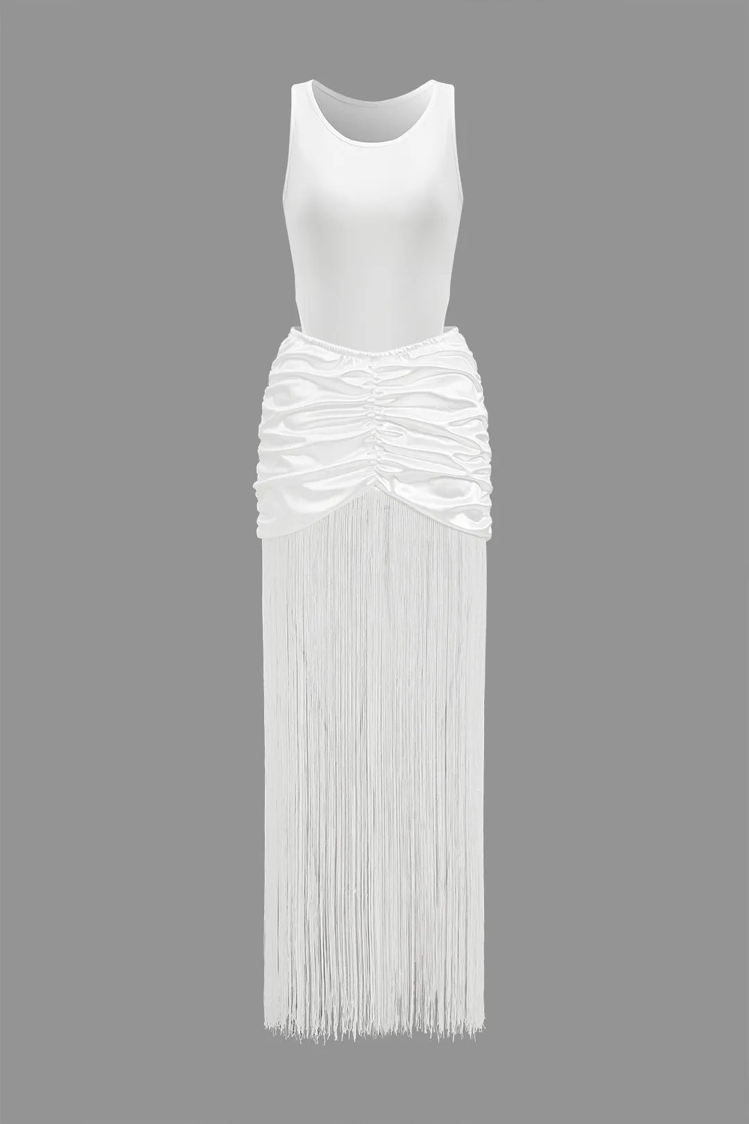 Ærmeløs bodysuit og ruched frynse nederdel sæt sold by Micas product image thumbnail 2