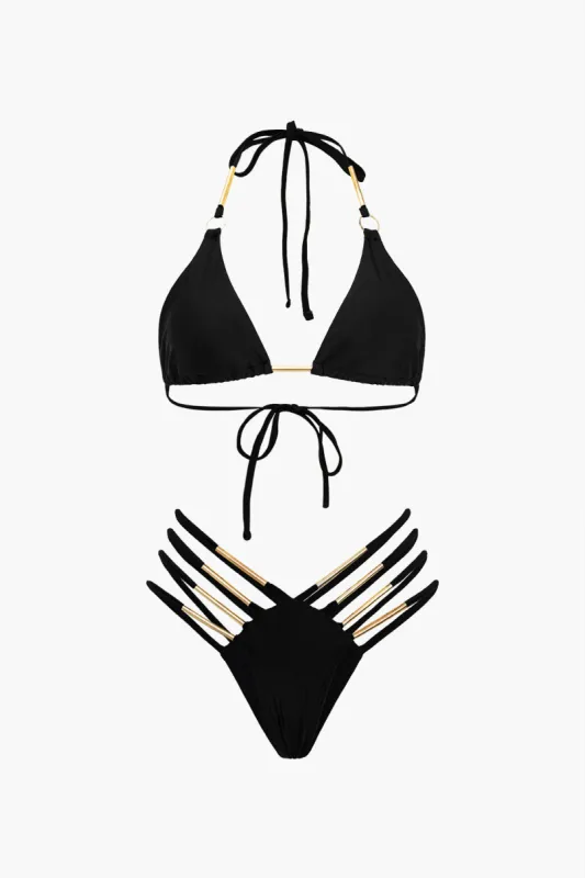 Metal Cut Out Tie Back Bikini Set sold by Micas