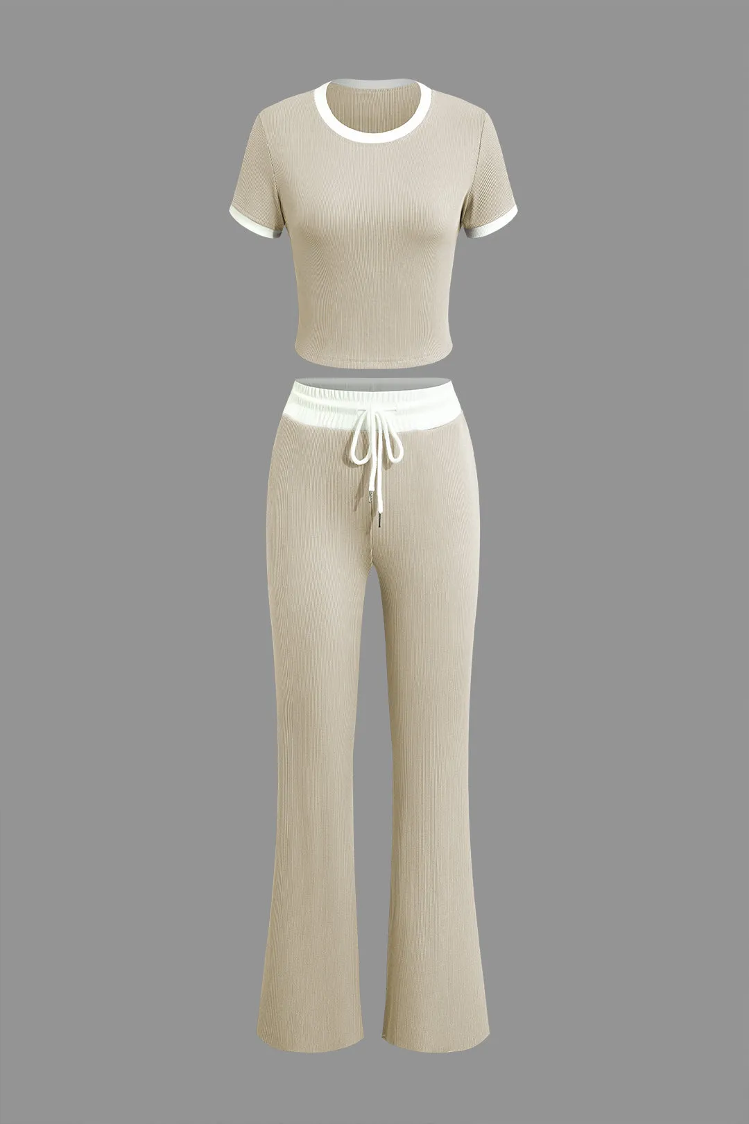 Kontrast kortærmet top og slips foran brede benbukser sæt sold by Micas product image thumbnail 2