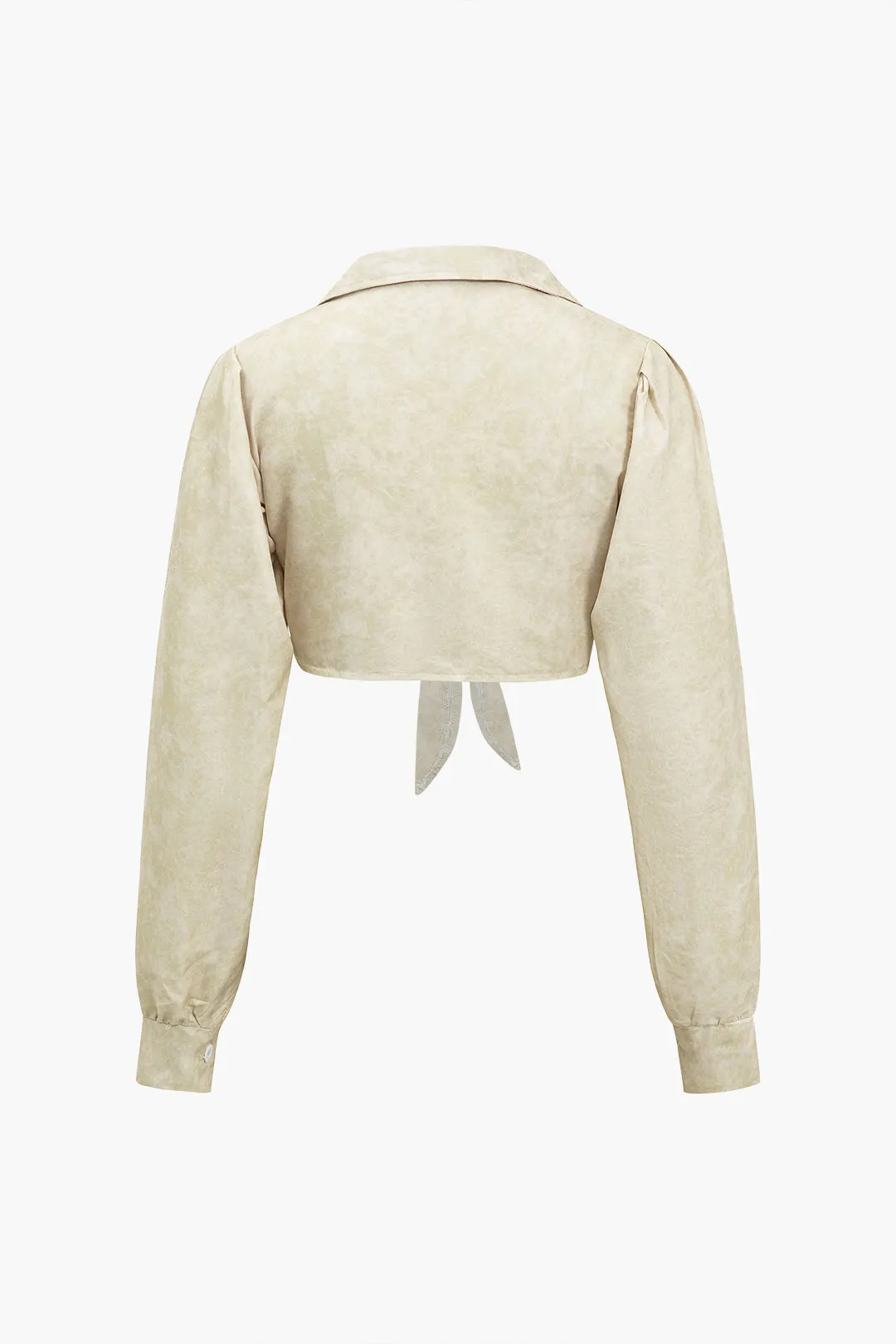 Bind farvestofprint Ruched knyttet langærmet top og lommebrede benbukser sæt sold by Micas product image thumbnail 3