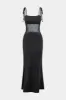 Mesh Patchwork Tie op rygfri slip maxi kjole sold by Micas