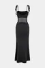 Mesh Patchwork Tie op rygfri slip maxi kjole sold by Micas