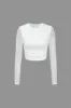 Mesh Patchwork Ruched Long Sleeve Top And Tie Front Skirt Set sold by Micas