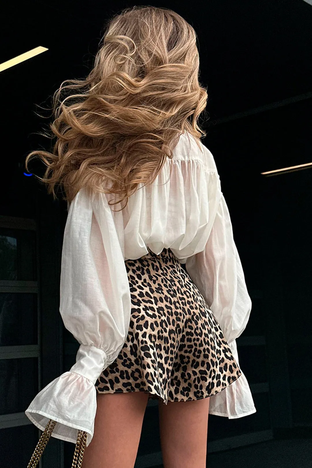 Leopard print denim lynlås høj talje shorts sold by Micas product image thumbnail 5