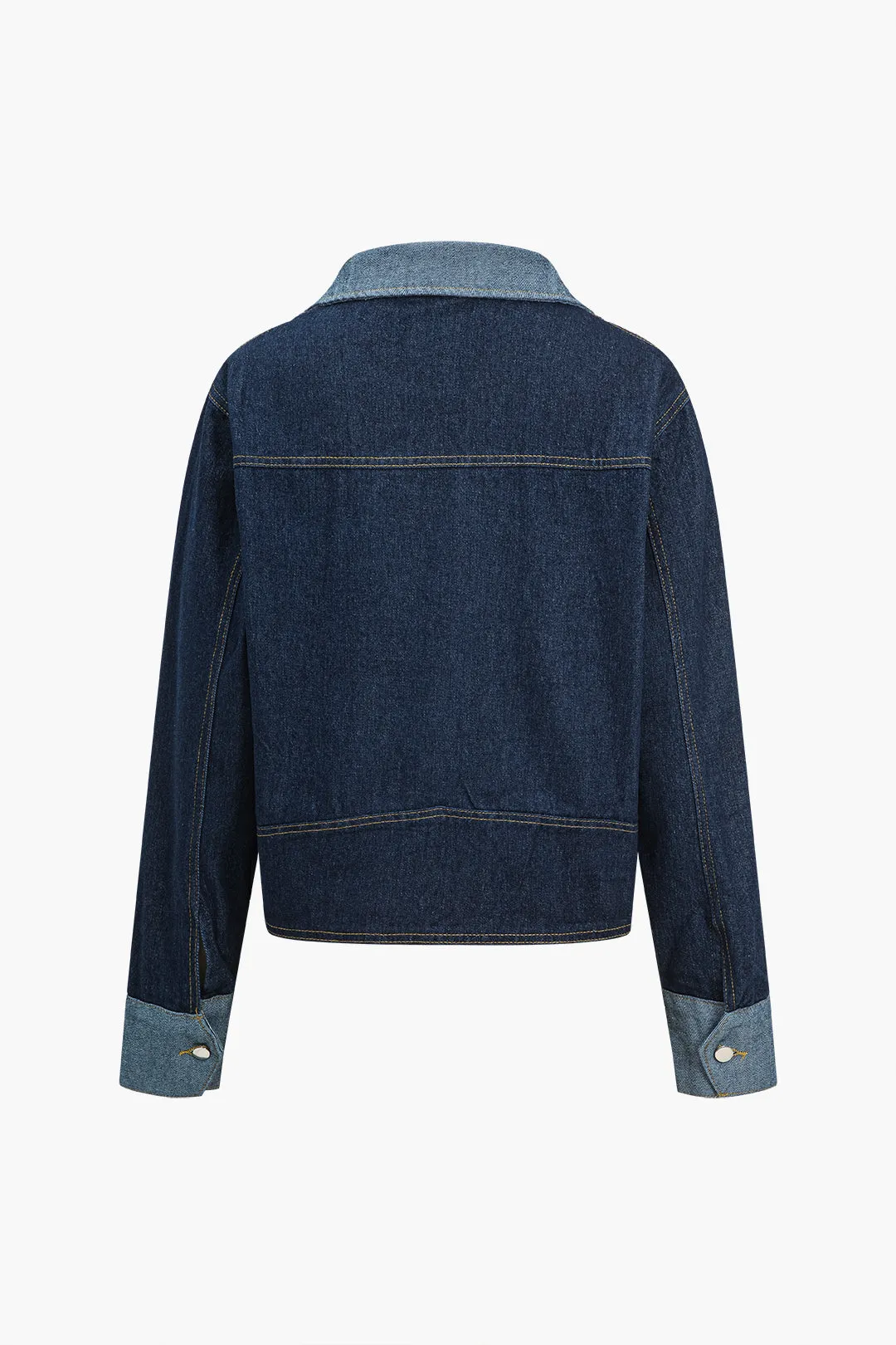 Denim patchwork lomme knap langærmet overtøj sold by Micas product image thumbnail 2
