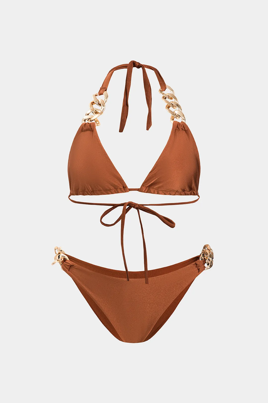 Metallisk geometri Ring Ruched Tie Back Bikini Set sold by Micas