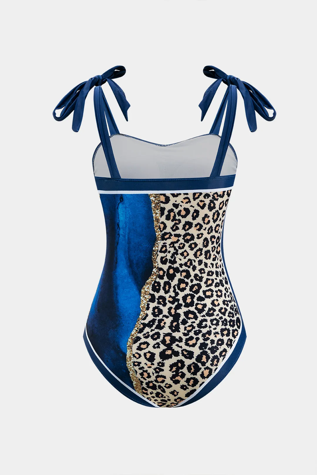 Marmor Leopard Contrast Print Tie Up Tummy Control Badetøj og Mesh Knoted Cover Up Nederdel Set sold by Micas product image thumbnail 3