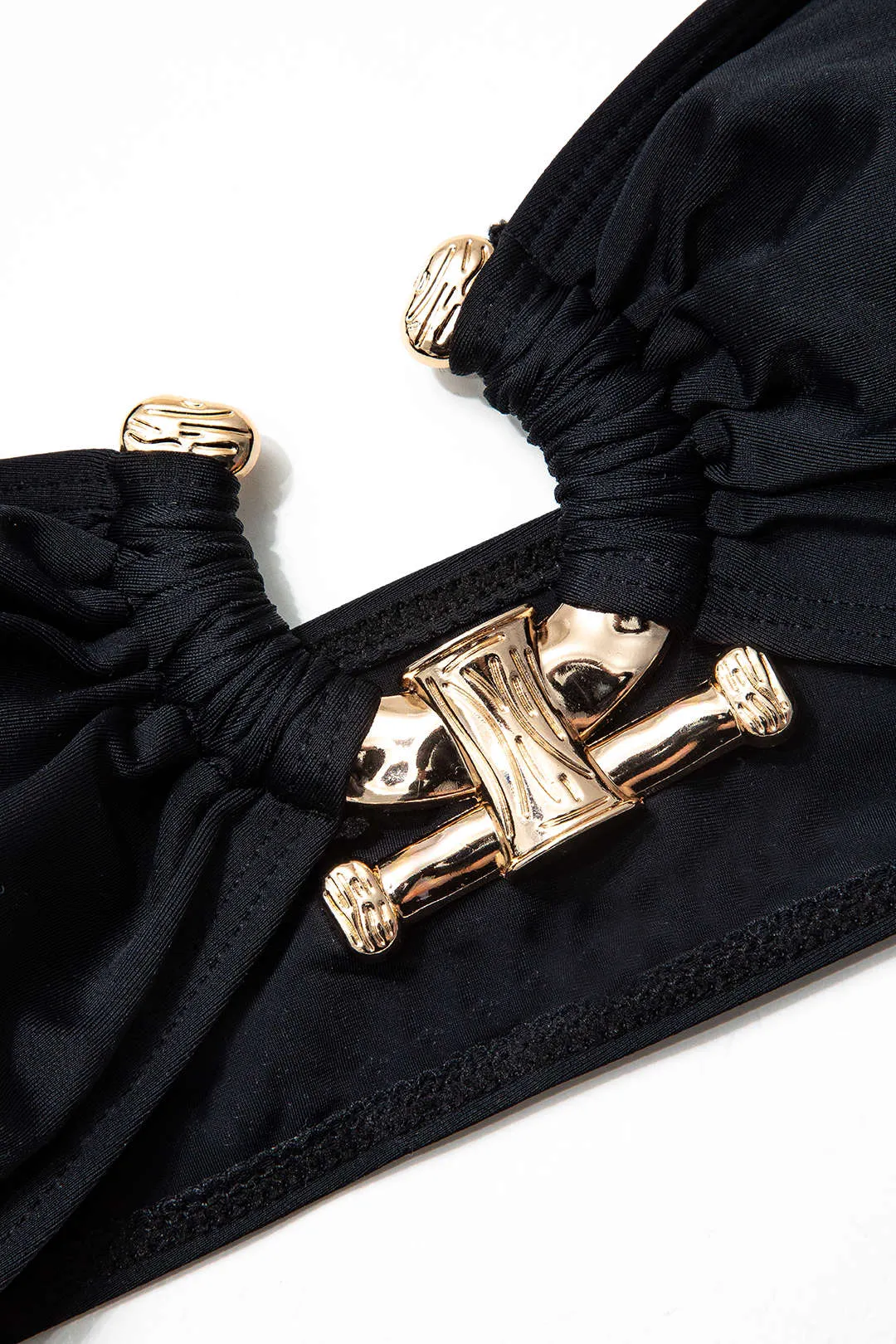 Mesh Metallic Ruched Bikini og Tie Front Cover Up Set sold by Micas product image thumbnail 3