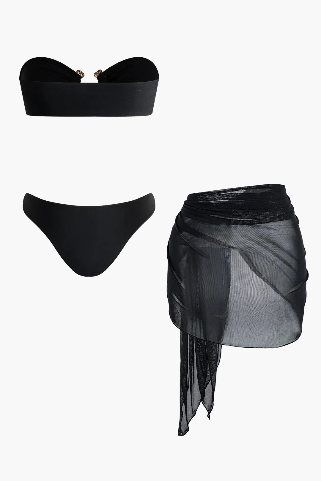 Mesh Metallic Ruched Bikini og Tie Front Cover Up Set sold by Micas product image thumbnail 2