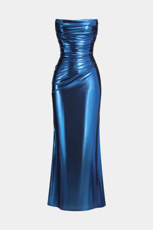 Ruched Zipper Strapless Maxi Dress sold by Micas