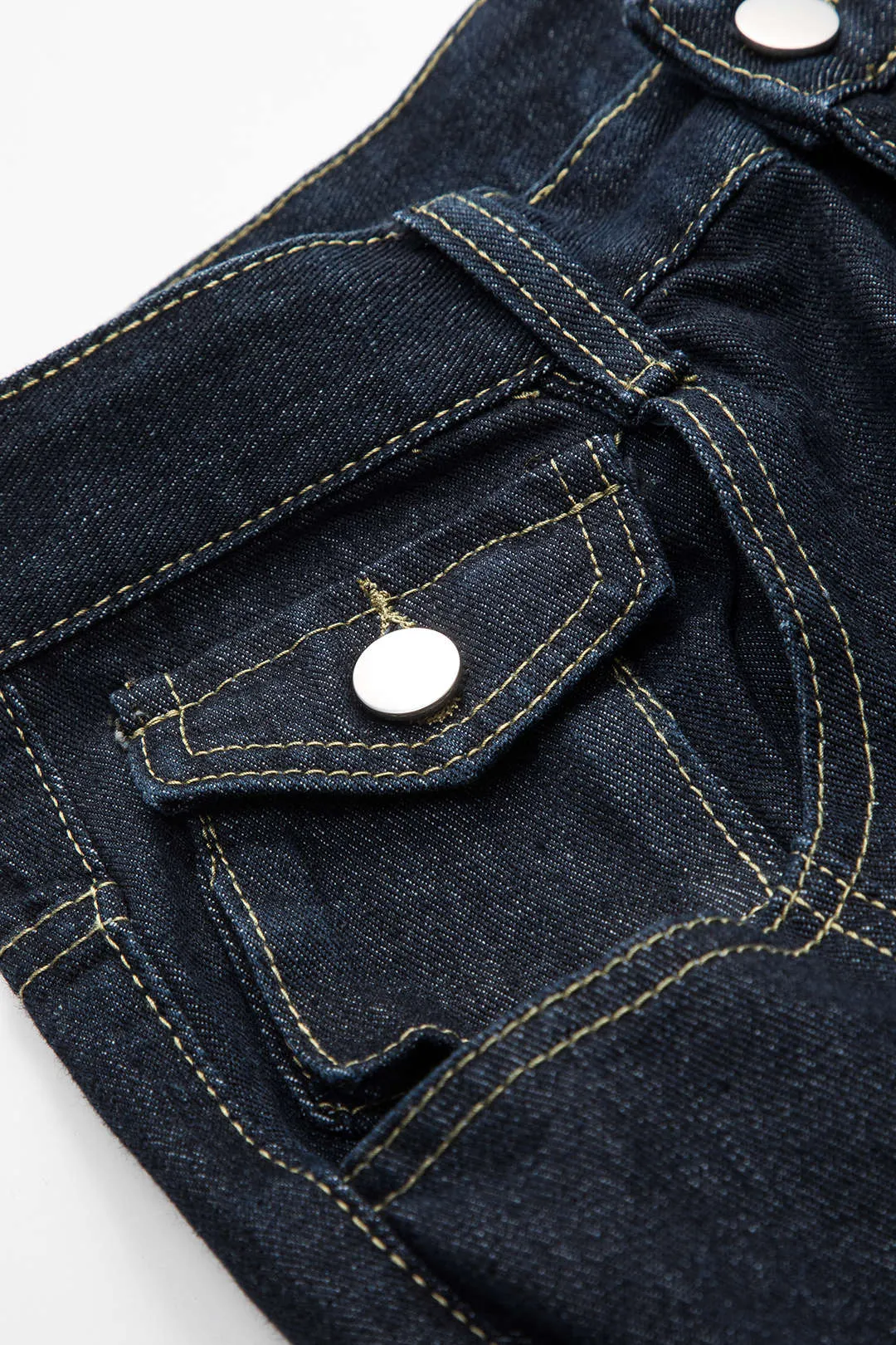 Denim lomme knap bred ben laster jeans sold by Micas product image thumbnail 3