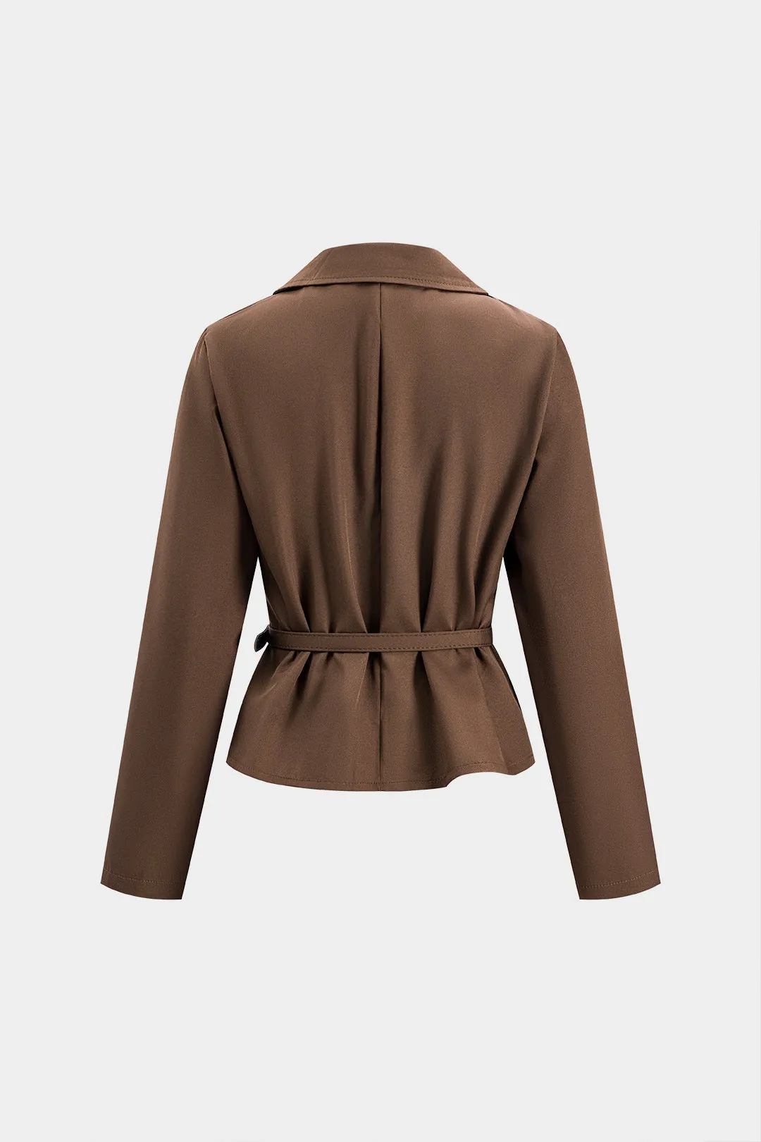 Bæltet knap klap lomme langærmet top og plisseret nederdel sæt sold by Micas product image thumbnail 3