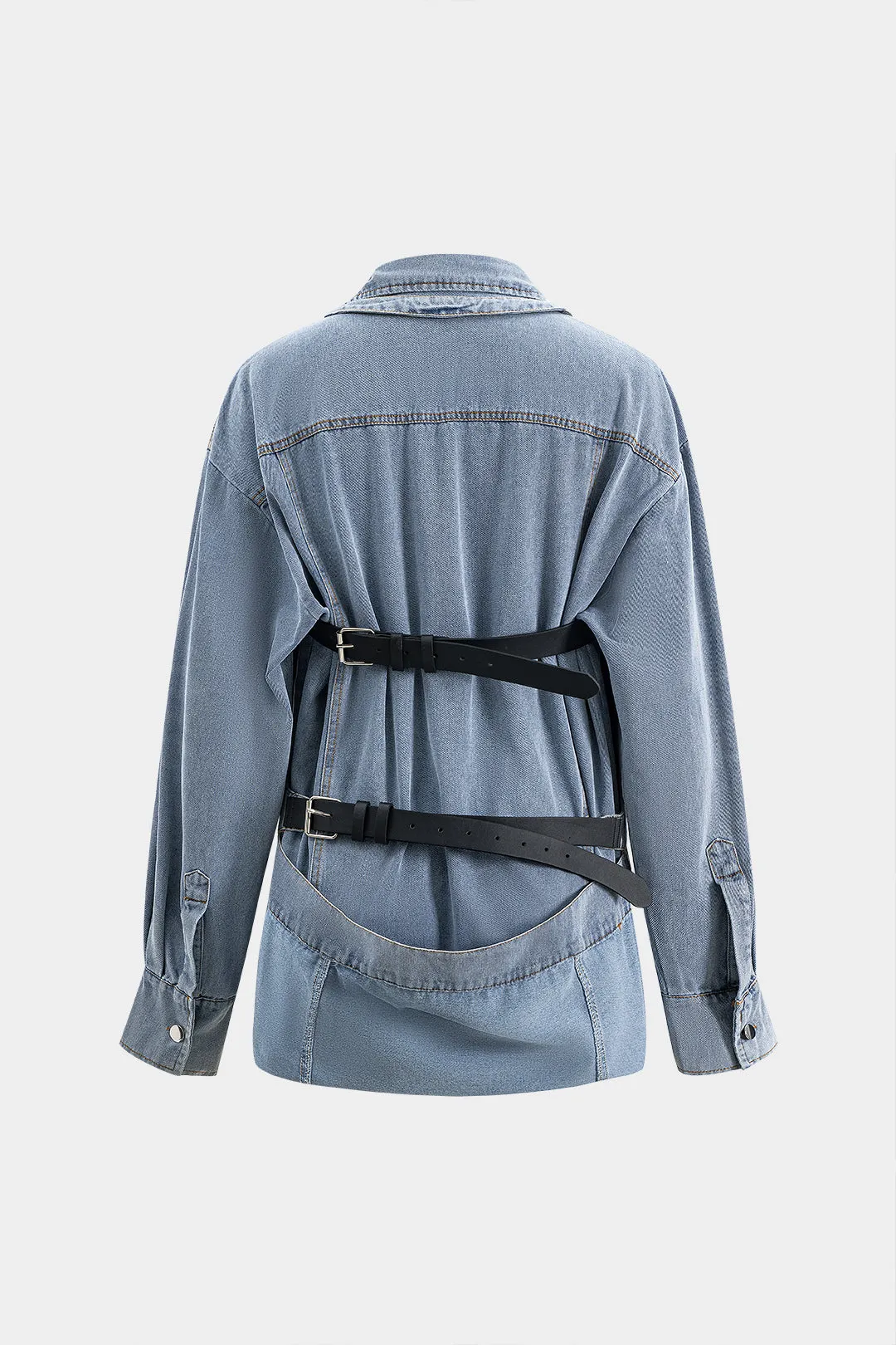 Denim -knap Pocket Belted Overwear sold by Micas product image thumbnail 2