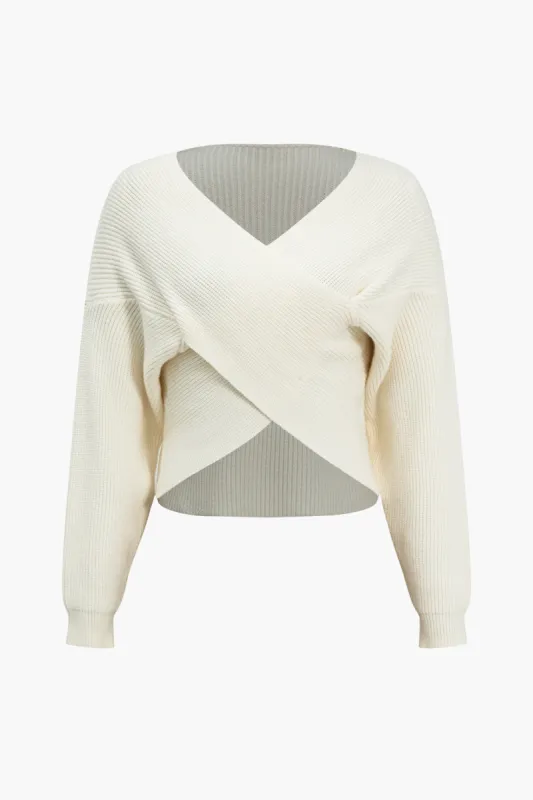Sweater krydsede langærmet top sold by Micas
