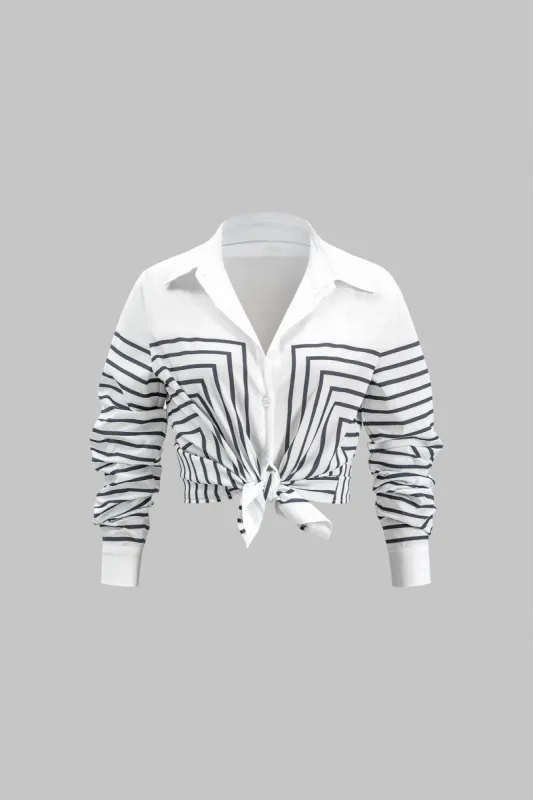 Stripe Button Longærme shirt sold by Micas