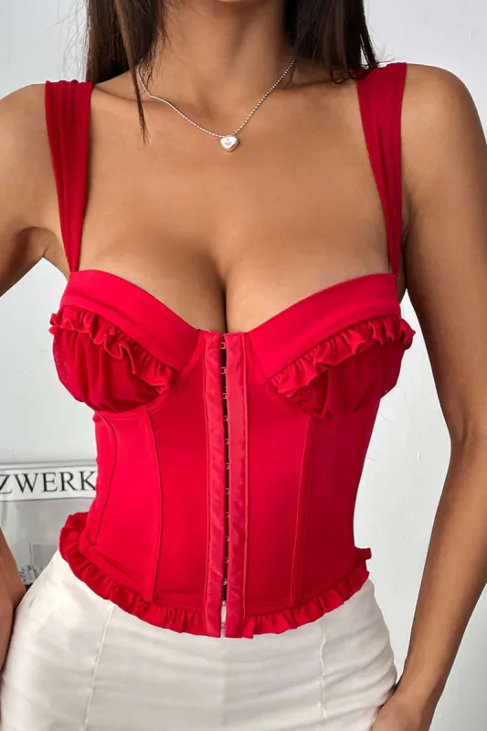 Ruched rygfri korsetglassetank top sold by Micas