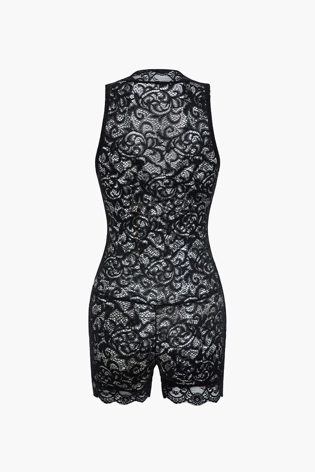 Blonder sheer v-hals ærmeløs romper sold by Micas product image thumbnail 2