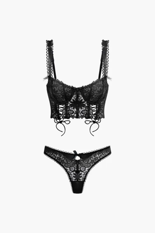 Blonderbind foran Bustier Cami Top og trusser Set sold by Micas