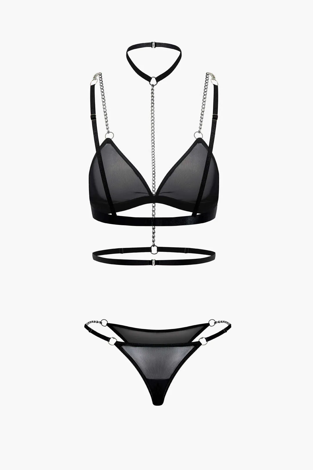 Mesh ren kæde todelt lingeri med choker sold by Micas product image thumbnail 2