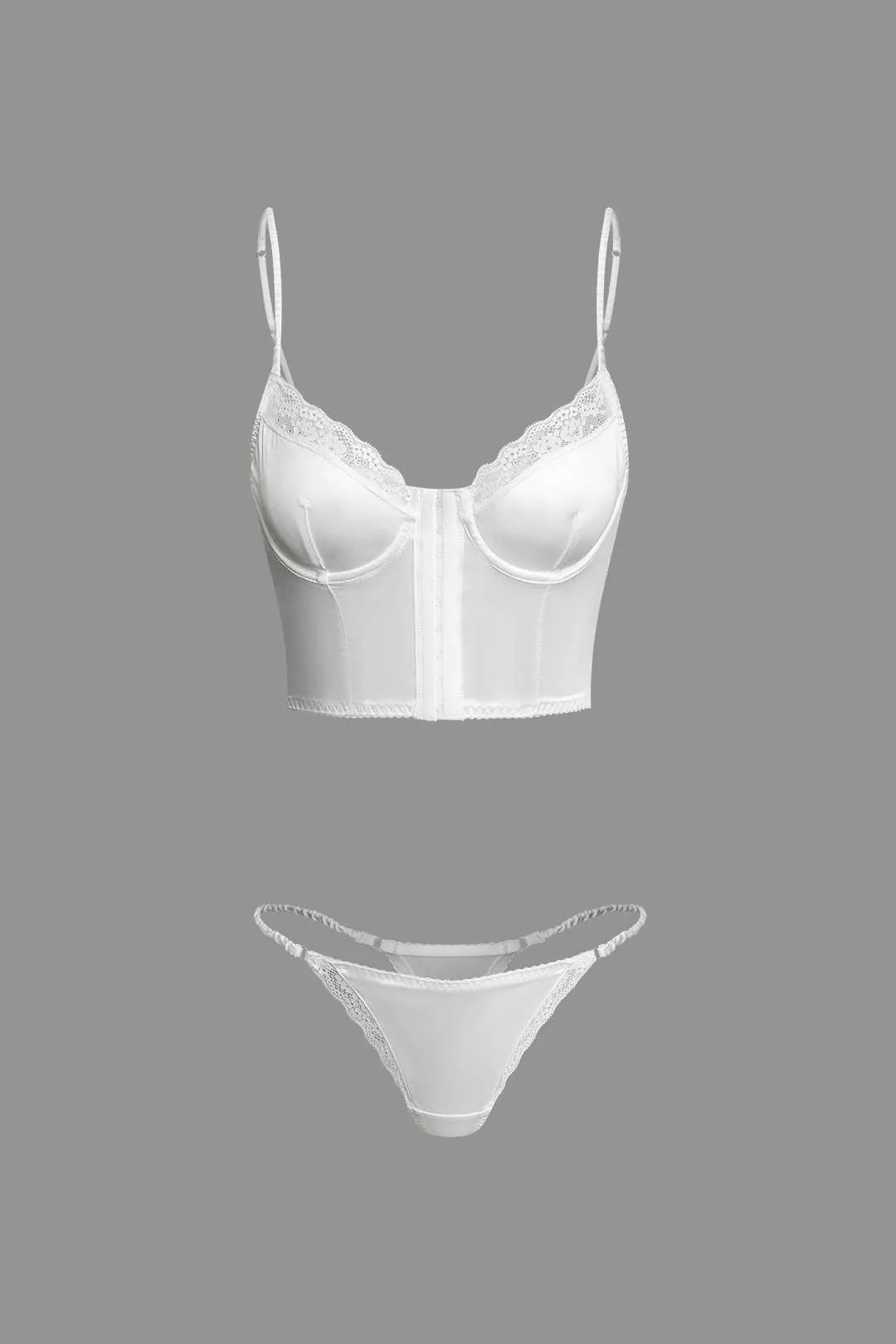 Satin blonder patchwork bustier todelt lingeri sold by Micas