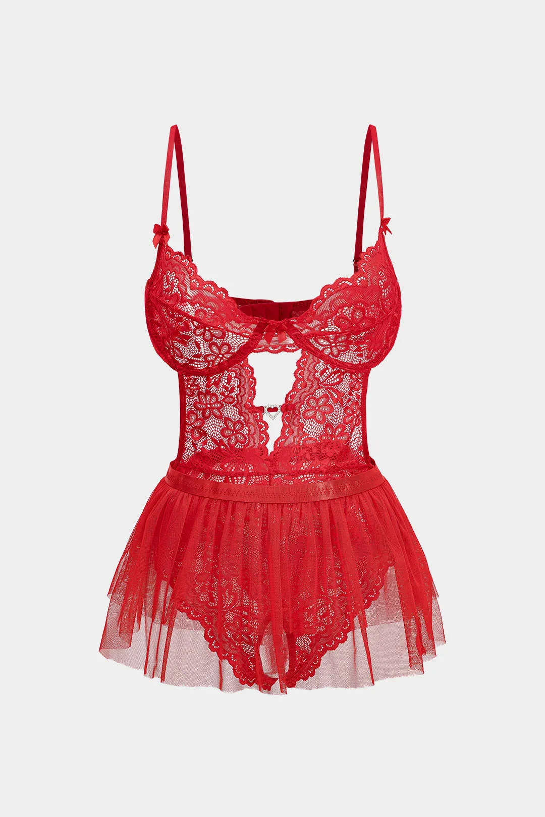 Mesh Ruched skåret ud bagfra lingeri strømpebåndssæt sold by Micas product image thumbnail 2