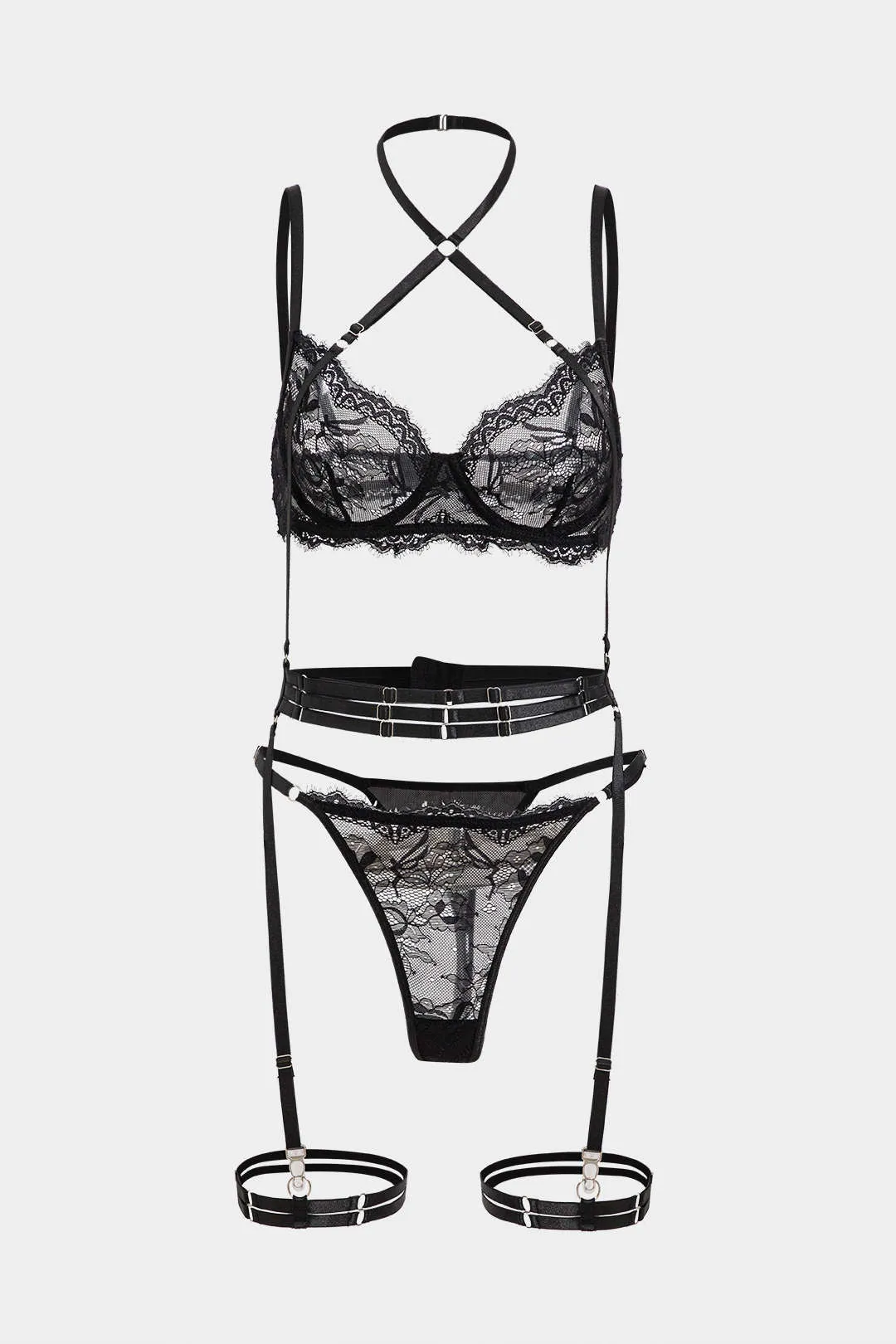 Blonderbroderi krydsede Bustier Lingerie Garter Set sold by Micas product image thumbnail 2