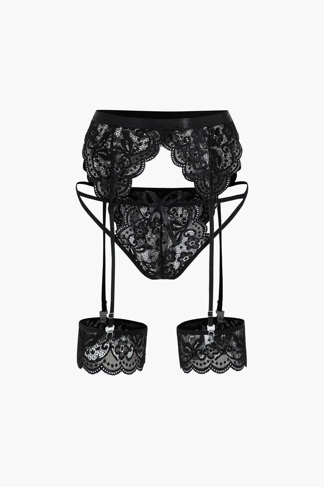 Blonder rygfri udskåret bindingslingeri-strømpebåndssæt sold by Micas product image thumbnail 5