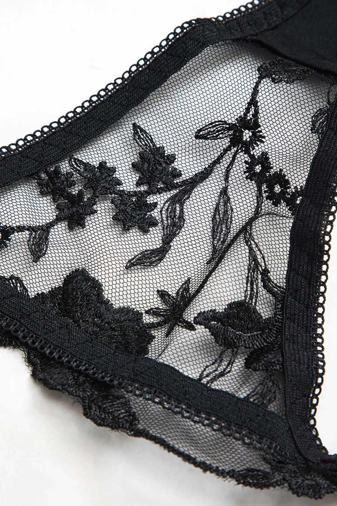 Sheer Mesh Embroidery Bead Lingerie Garter Set sold by Micas product image thumbnail 3