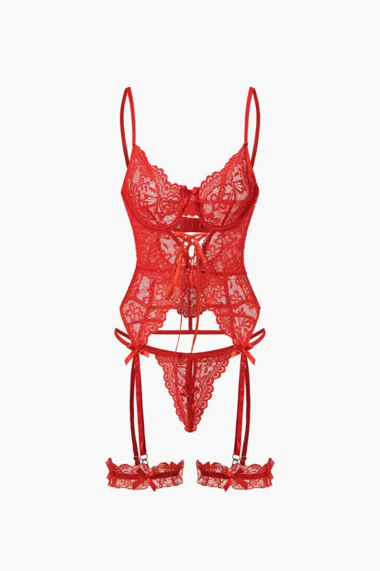 Skær ud Tie Front Rackless Lingerie Garter Set sold by Micas