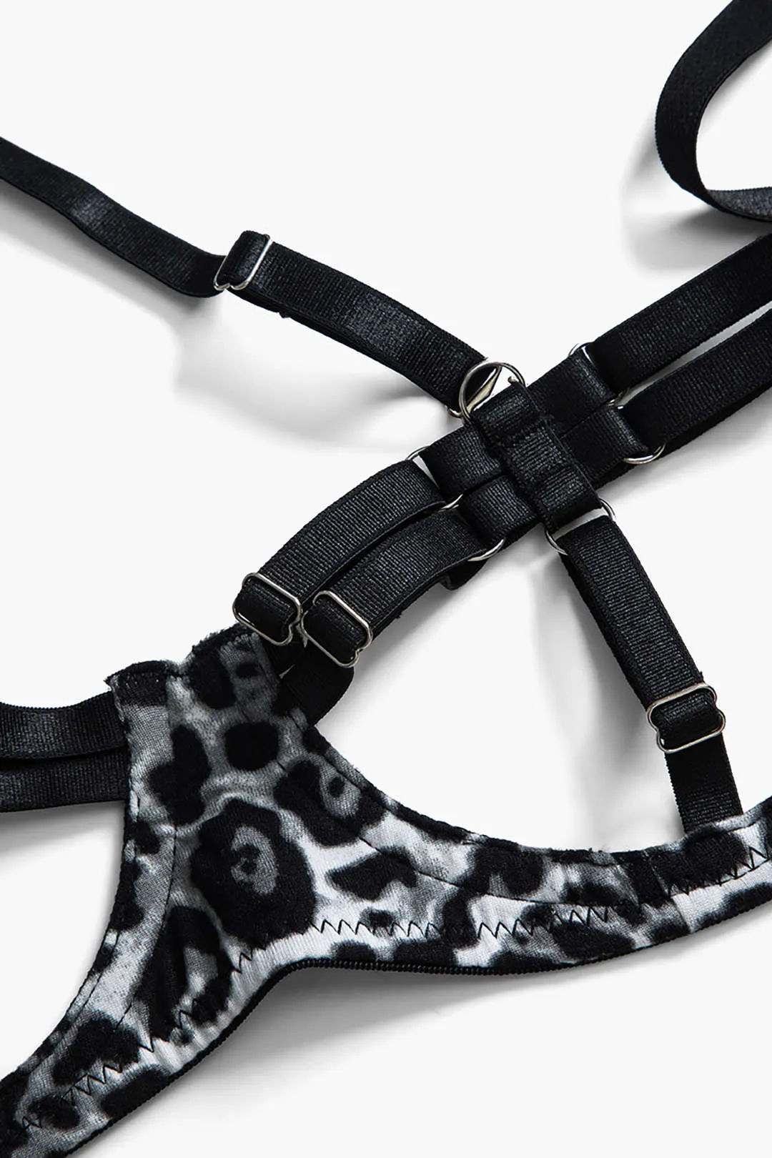 Leopard mønster rygfri bustier bæltet lingeri strømpebånd sæt sold by Micas product image thumbnail 3