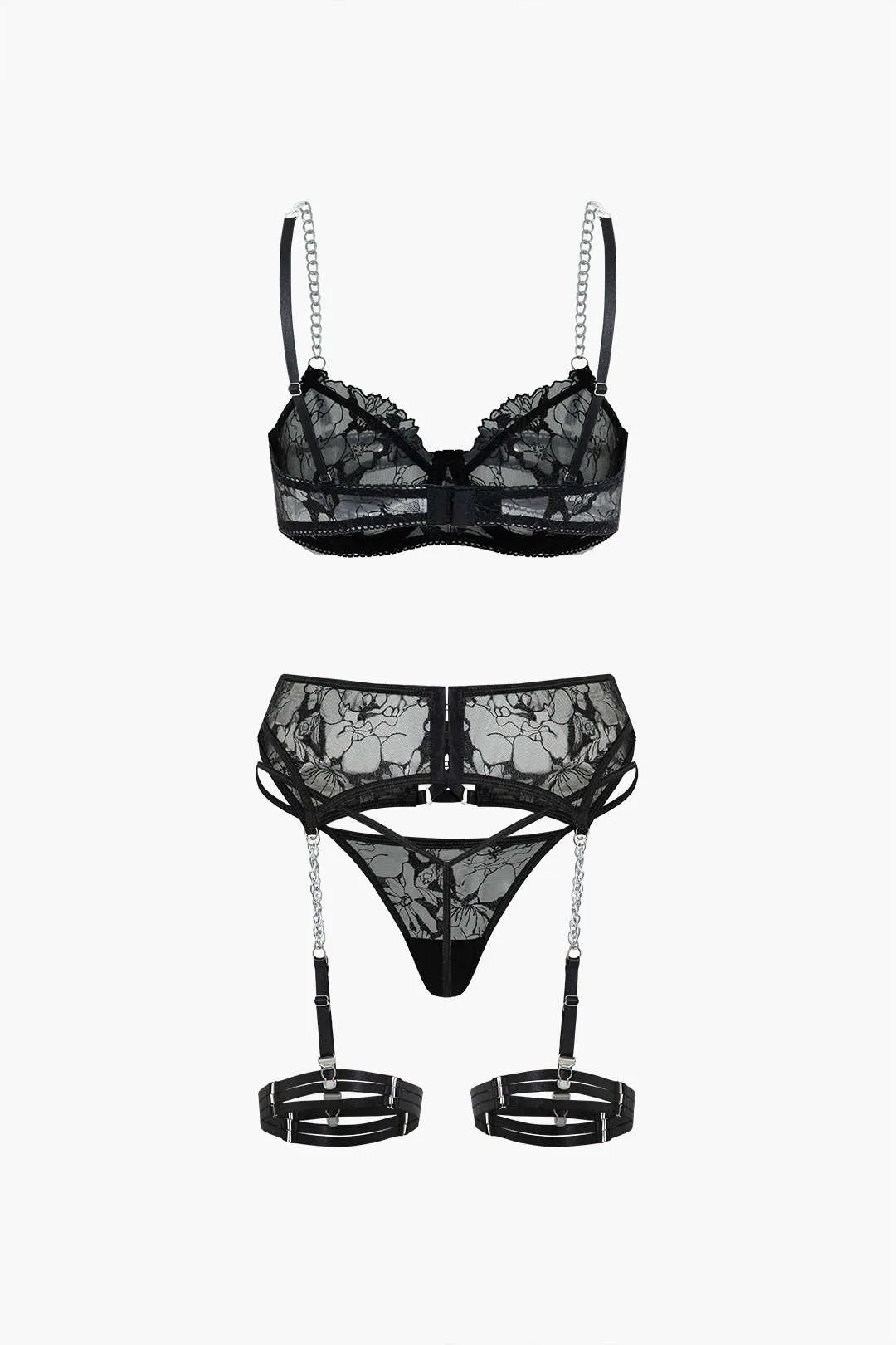 Mesh Chain Crossed Lingerie Garter Set sold by Micas product image thumbnail 2