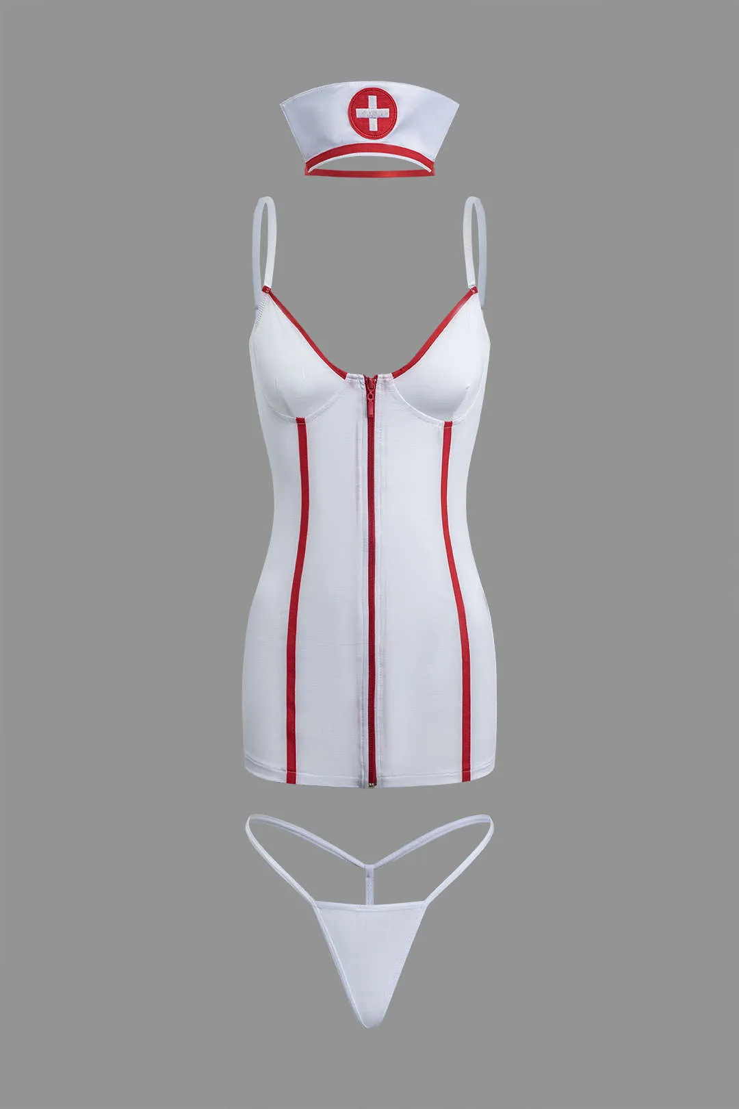 Patchwork lynlås bustier glide natkjole og trusser og hat sold by Micas