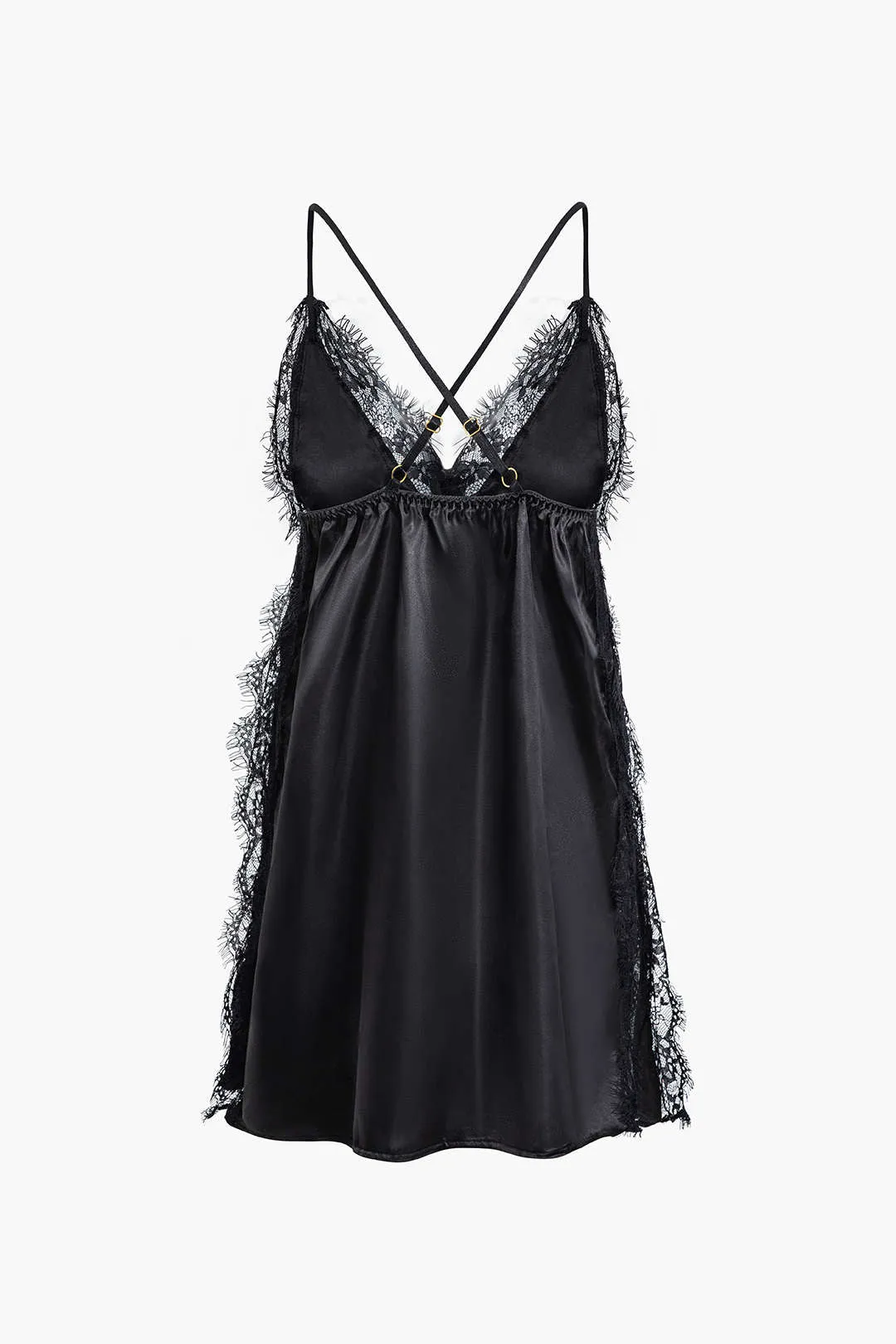 Satin blonder ruched patchwork rygfri natkjole sold by Micas product image thumbnail 2