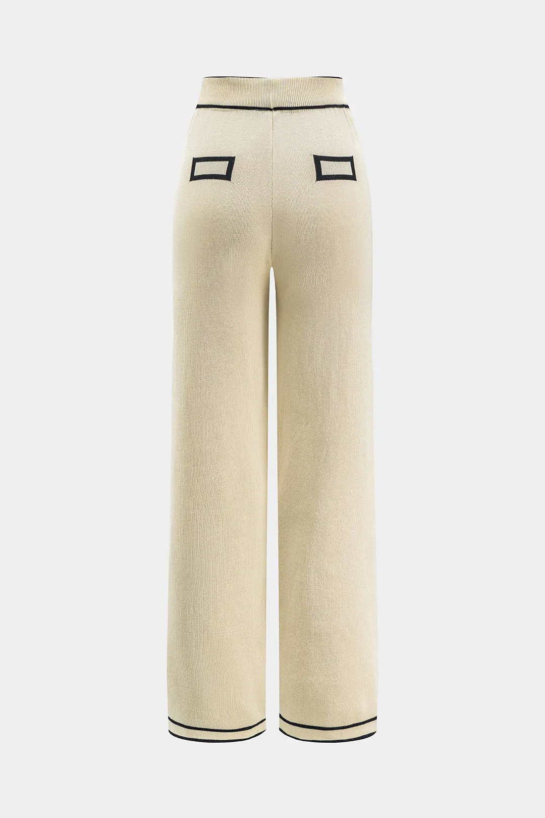 Sweater Ruched Button Pocket Tie Front Longærmet top og brede benbukser sæt sold by Micas product image thumbnail 5