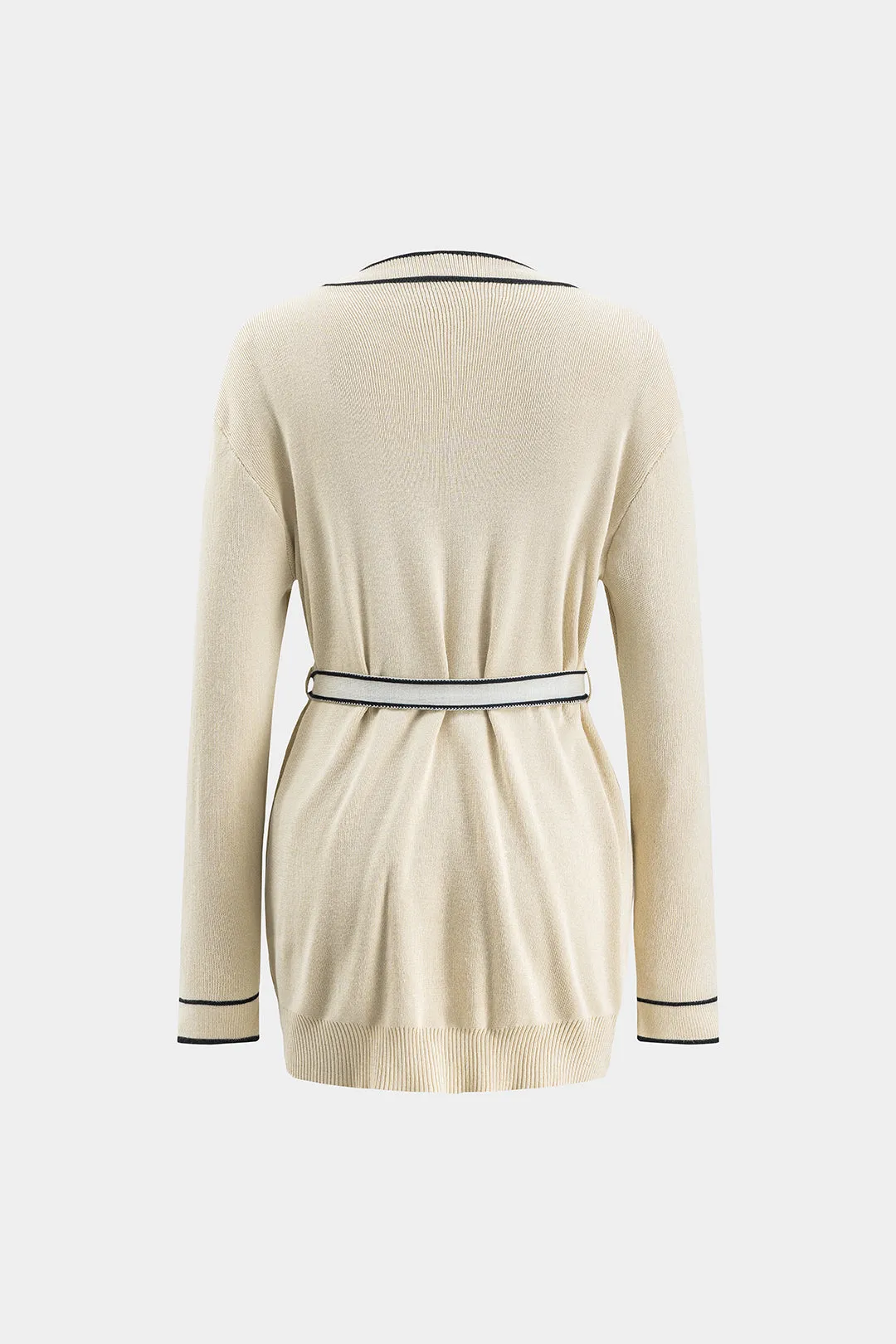 Sweater Ruched Button Pocket Tie Front Longærmet top og brede benbukser sæt sold by Micas product image thumbnail 3