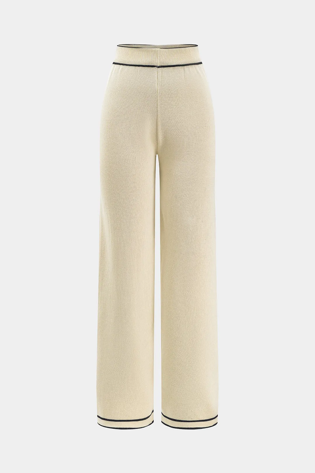 Sweater Ruched Button Pocket Tie Front Longærmet top og brede benbukser sæt sold by Micas product image thumbnail 4