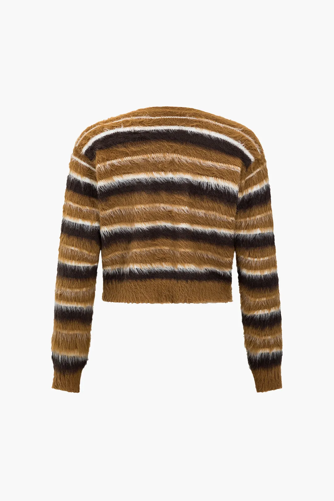 Strikket stribe fuzzy knap langærmet top sold by Micas product image thumbnail 2