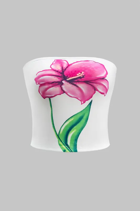 Blomsterprint stropløs rør top sold by Micas